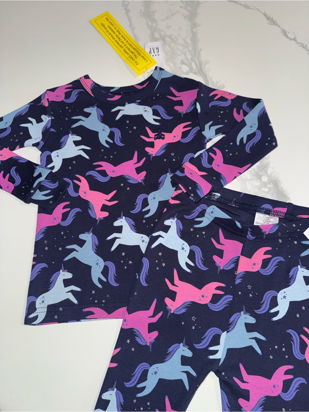 GAP Kids Sparkle Unicorn & Stars Pajama Set Size 2T